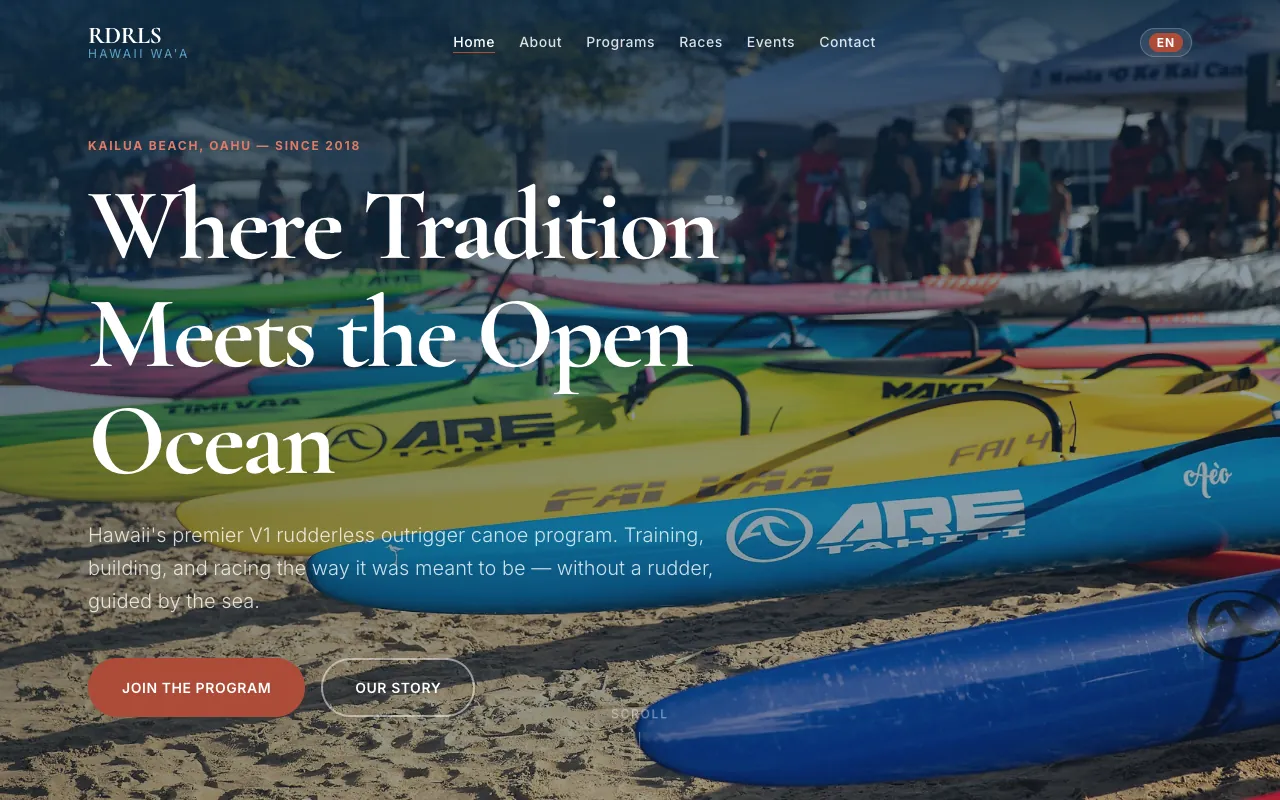 Site RDRLS Hawaii Wa'a — programme de va'a à O'ahu