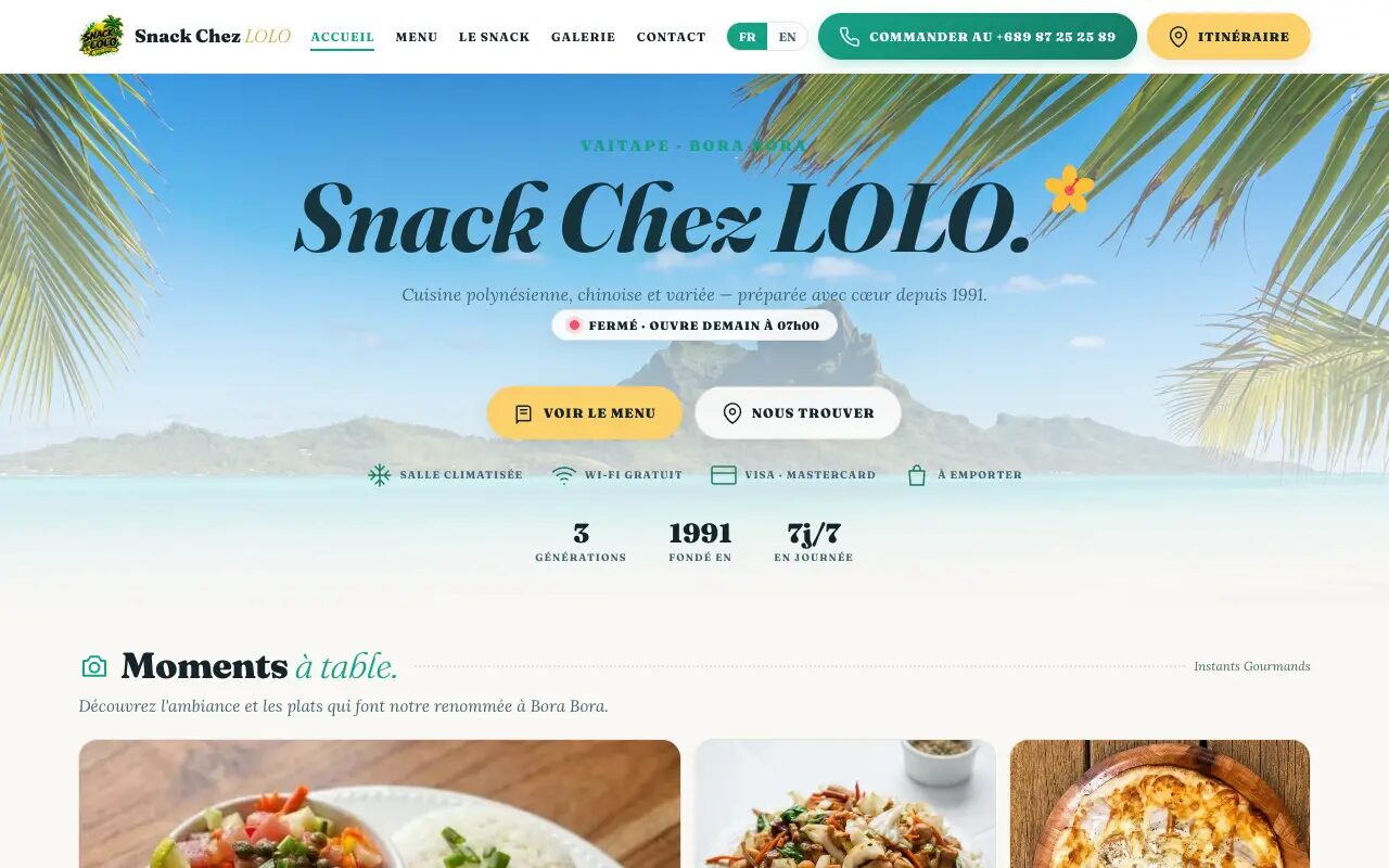 Site Snack Chez LOLO — restaurant Bora Bora